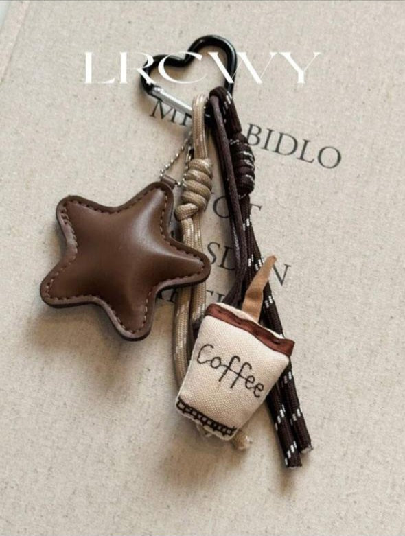 Coffee Star Knot Keychain – Lightweight Handbag Charm and Pendant Accessory