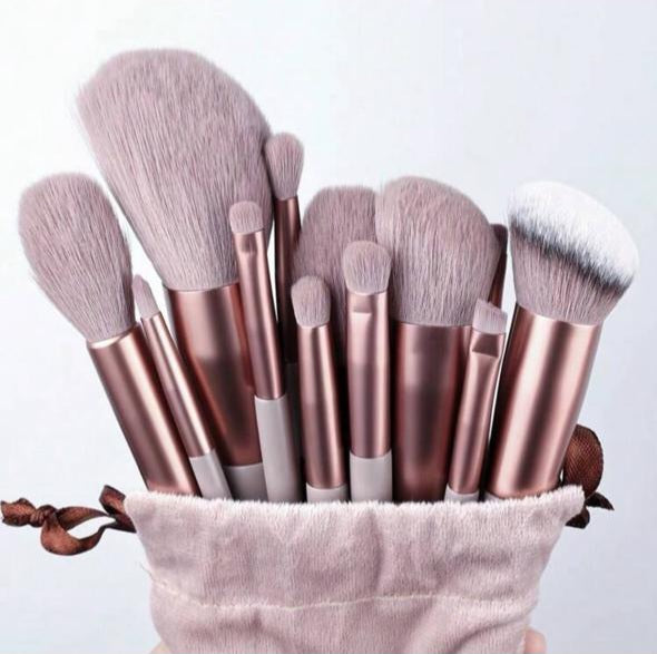 13pcs Coffee-Brown Makeup Brush Set
