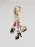 Luxury Alloy High Heel & Lipstick Keychain Charm