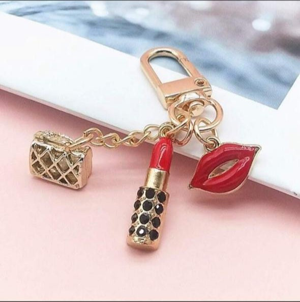 Creative Lipstick & Lips Metal Keychain Charm