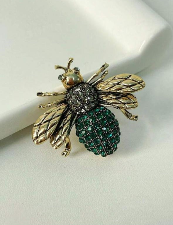 Vintage Bee Brooch (Dark Green)