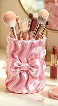 Cute Bow Satin Makeup Brush Holder(Light Pink)