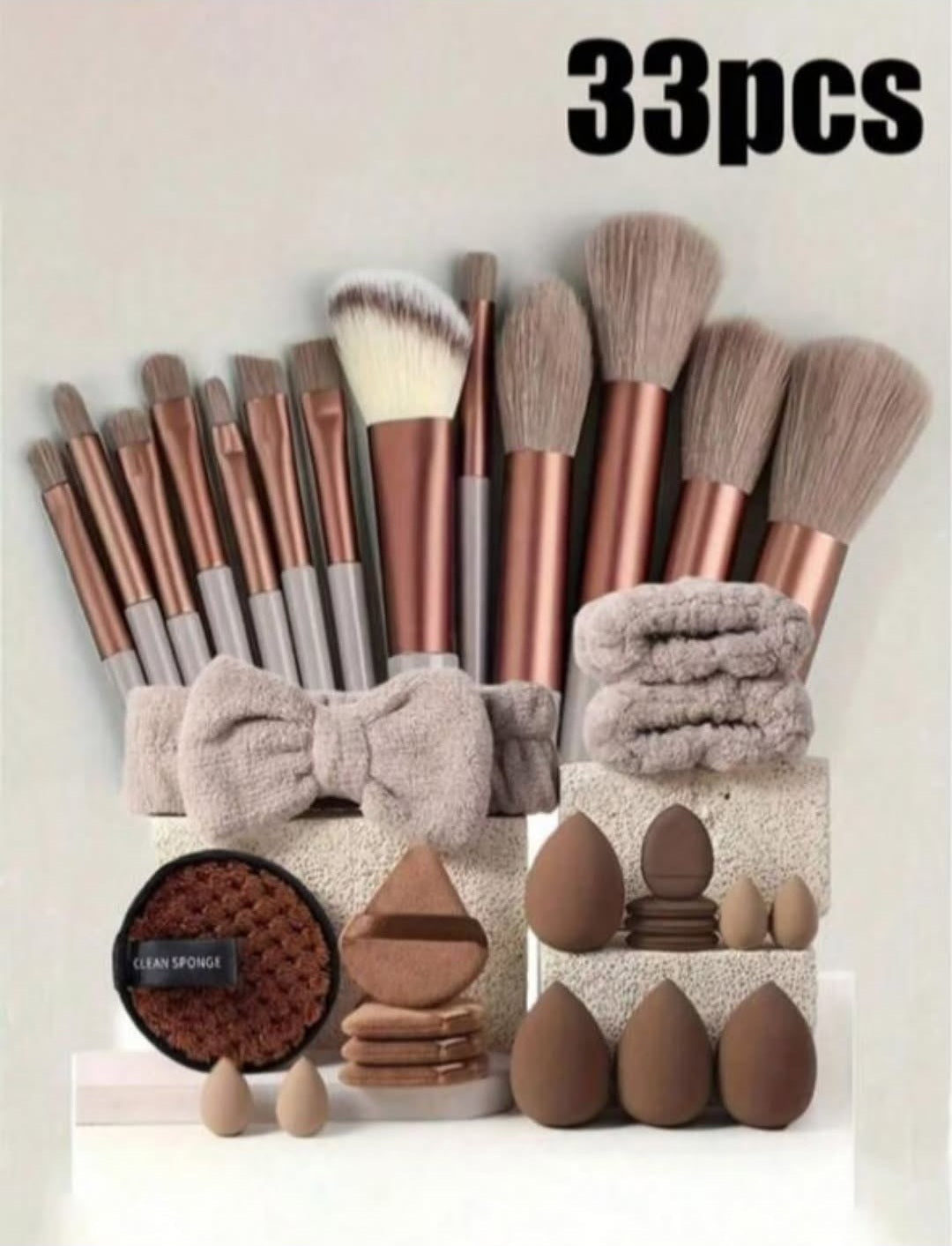 33pcs Makeup Brush Set (Including Drawstring Pouch)
