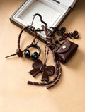 Mini Purse Bag Charm & Bow Keychain Pendant in Brown